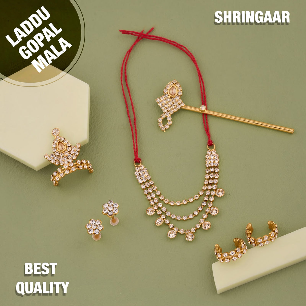 Premium Laddu Gopal Shringar Combo for Laddu Gopal Size No. 1, 2, 3 & 4 | Complete Designer Shringar Set