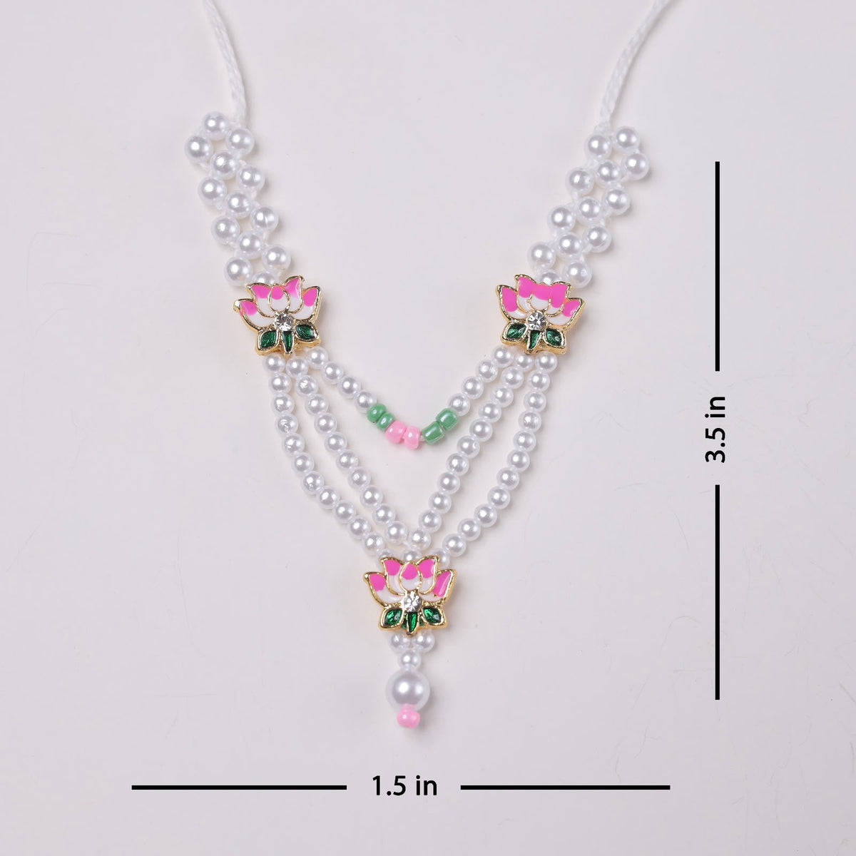 Premium 3 Lotus Pearl Laddu Gopal Shringar Combo Set with Lotus Necklace, Earrings, Bangles & Kadas | Fits Size No. 3, 4, 5 & 6 | Bal Gopal Jewellery Set