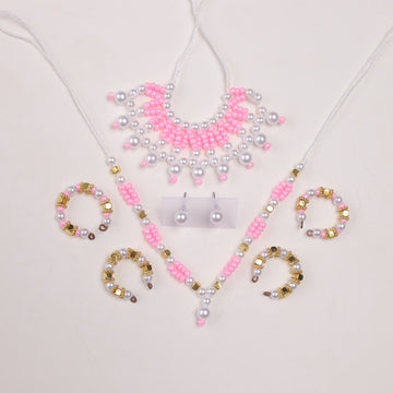 Premium Moti Laddu Gopal Shringar Combo Set with Pearl Mala, Earrings, Bangles & Kadas | Fits Size No. 3, 4, 5 & 6 | Available in Pink, Green, Red & Sky Blue | Bal Gopal Jewellery Set