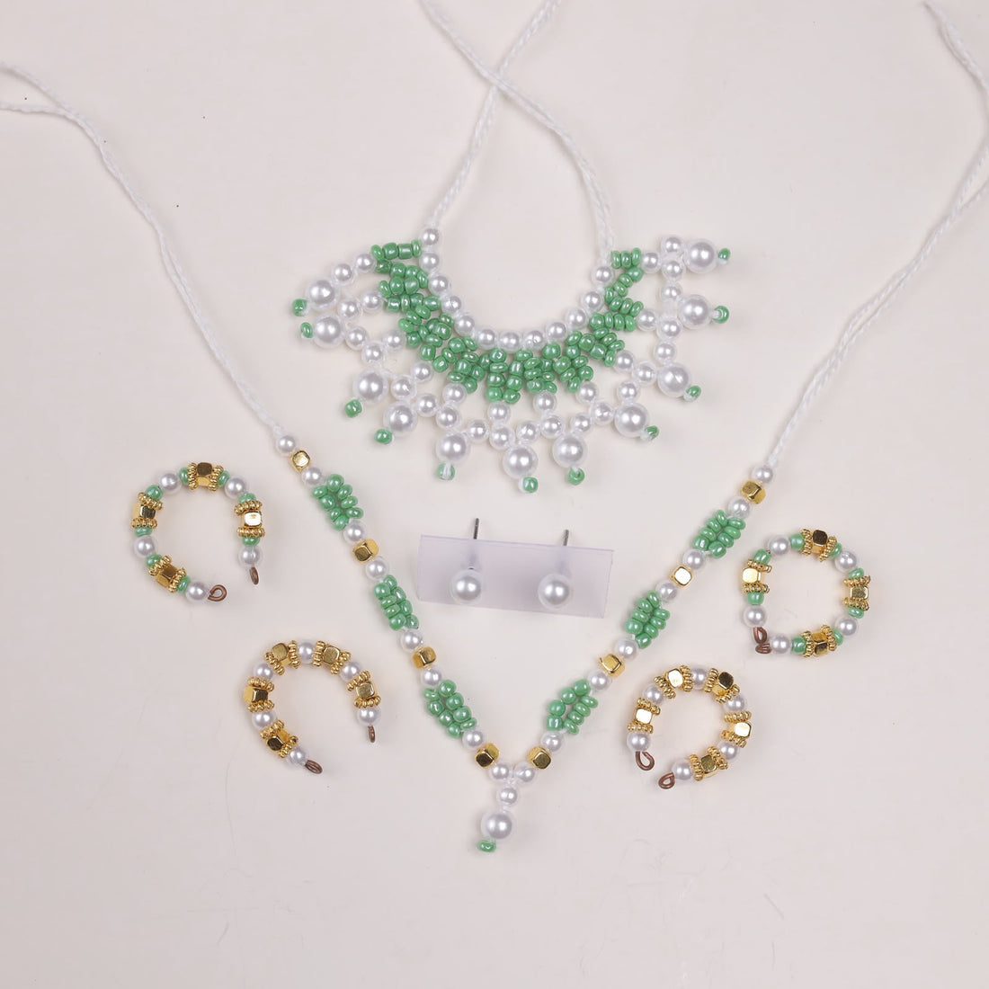 Premium Moti Laddu Gopal Shringar Combo Set with Pearl Mala, Earrings, Bangles & Kadas | Fits Size No. 3, 4, 5 & 6 | Available in Pink, Green, Red & Sky Blue | Bal Gopal Jewellery Set