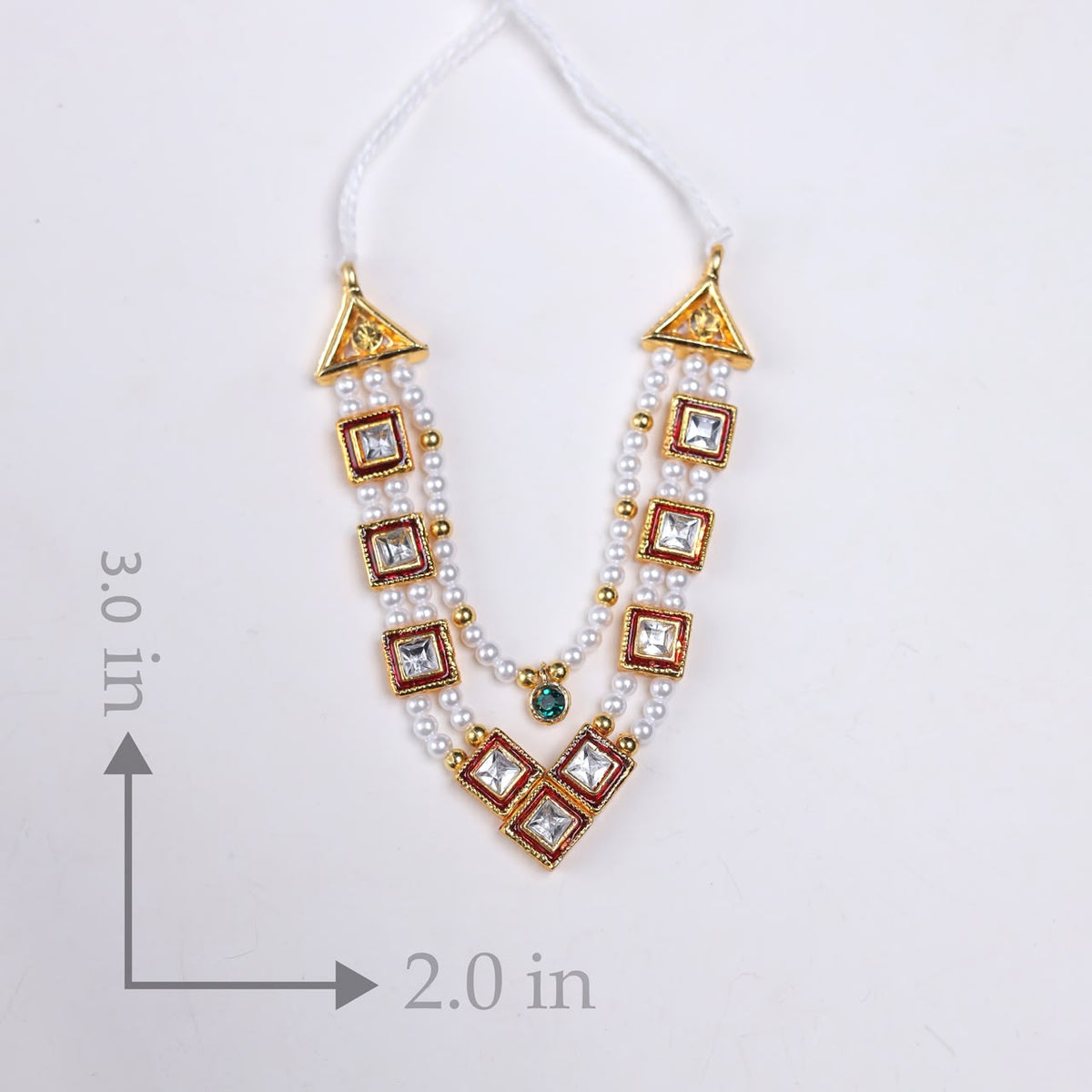 Premium Kundan Stone Laddu Gopal Shringar Combo Set with Pearl Mala, Earrings & Kadas | Fits Size No. 3, 4, 5, 6 & 7 | Designer Krishna Jewellery
