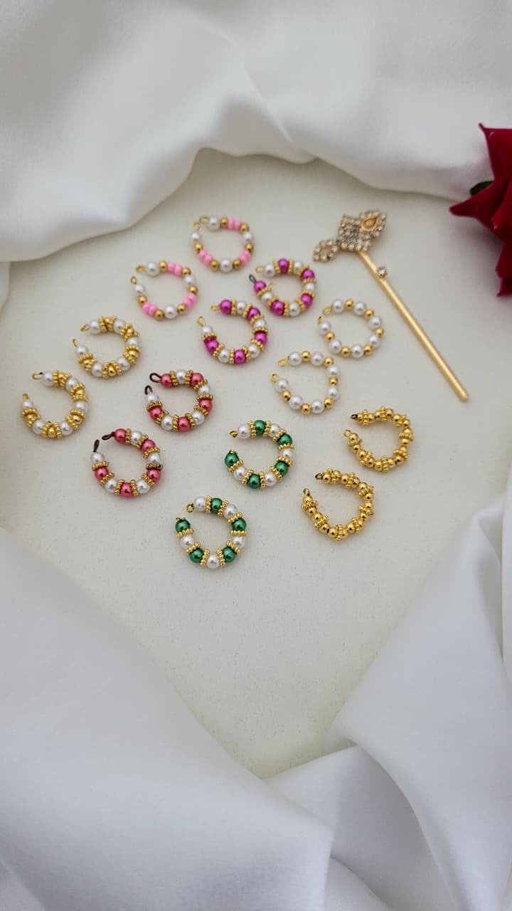 7 Pair Designer Laddu Gopal Kada Set with Golden Bansuri | Multicolor Pearl Kadas | Fits Size No. 1, 2, 3, 4 & 5 | Krishna Shringar Jewellery