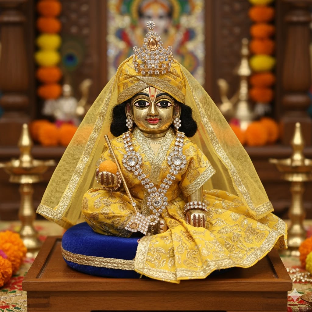 Premium Laddu Gopal Shringar Combo Set with Mukut, Morpankh, Kanthi, Earrings & Tilak | Fits Size No. 1, 2, 3 & 4 | Bal Gopal Decoration Set